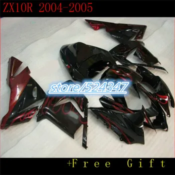 100% НОВЫЙ красно-черный комплект обтекателей для KAWASAKI NINJA ZX10R 04-05 ZX 10R 04 05 ZX-10R 10 R 2004 2005 комплекты обтекателей