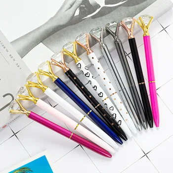 2 Шт Новая креативная шариковая ручка с металлическим кристаллом и большим бриллиантом, рекламная ручка для бизнеса, Подарочная хрустальная ручка, название логотипа на заказ