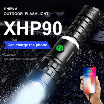 Бесплатная доставка XHP90 Мощный светодиодный фонарик 18650 USB перезаряжаемый фонарик Mini Q5 Кемпинговая вспышка с масштабированием, тактический фонарь