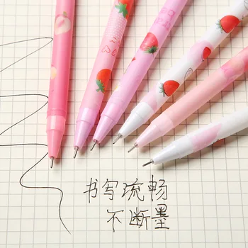 Гелевая ручка для письма Sweet Strawberry Peach, ручка-роллер, 0,5 мм, черные чернила