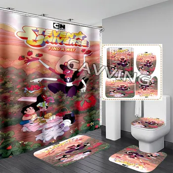 Занавеска для душа с 3D принтом Steven Universe, Водонепроницаемая Занавеска для ванной, Противоскользящий коврик для ванной, Набор ковриков для унитаза K01