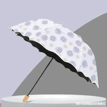 Зонтик Princess Wind Женский Складной Солнцезащитный зонтик двойного назначения, Солнцезащитный козырек, защита от ультрафиолета, Прочный Ручной Солнцезащитный зонт