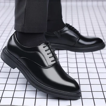 Мужская Повседневная Обувь Деловые Туфли-Оксфорды На плоской подошве Офисные Свадебные Мужские Дышащие Кожаные Туфли Chaussure Homme Luxe Marque