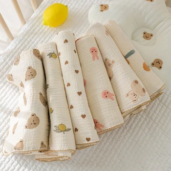 Хлопковое детское муслиновое пеленальное одеяло, мягкое дышащее удобное детское одеяло для новорожденных мальчиков и девочек
